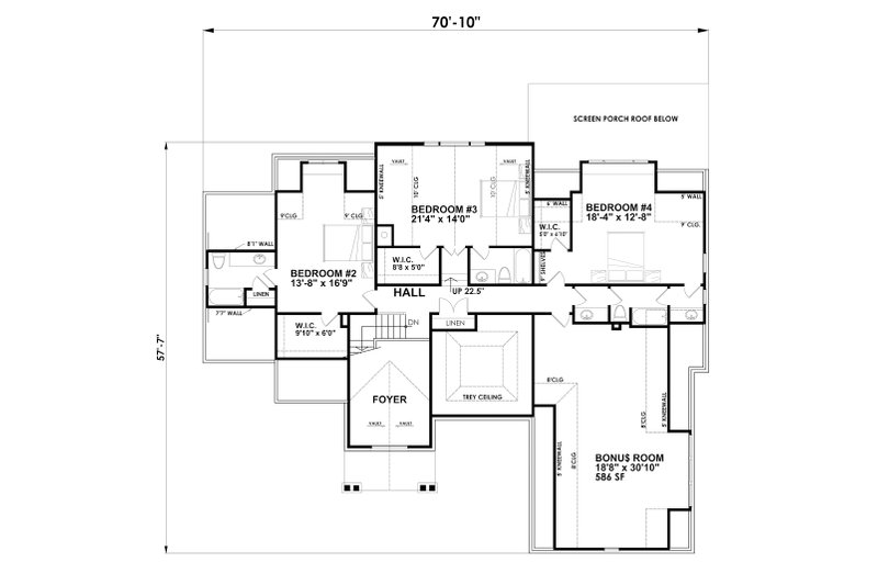 Home Plan - Floor Plan - Upper Floor for Traditional House Plan #30-345 - 4 bed, 4.5 bath