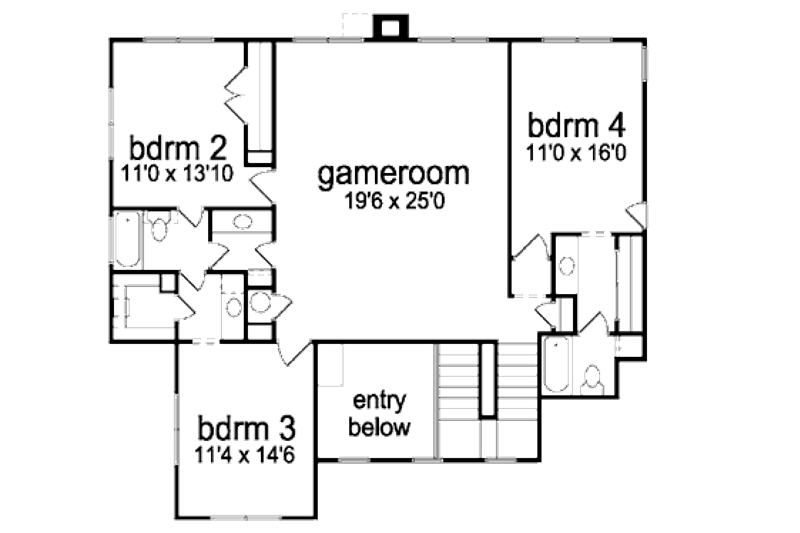 Home Plan - Floor Plan - Upper Floor for Country House Plan #84-420 - 4 bed, 3.5 bath