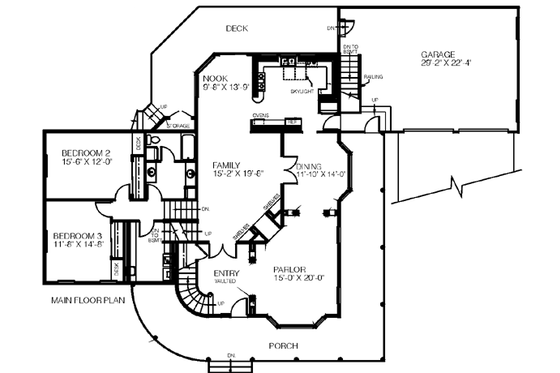 Floor Plan - Main Floor for Traditional House Plan #60-179 - 4 bed, 2 bath