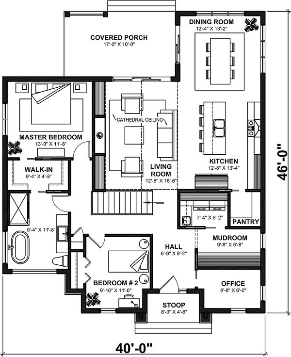 Architectural House Design - Bungalow Floor Plan - Main Floor Plan #23-2789
