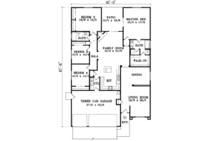 Floor Plan - Main Floor for Adobe / Southwestern House Plan #1-1441 - 4 bed, 2 bath