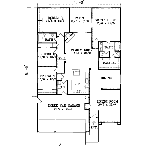 Adobe / Southwestern Floor Plan - Main Floor Plan #1-1441