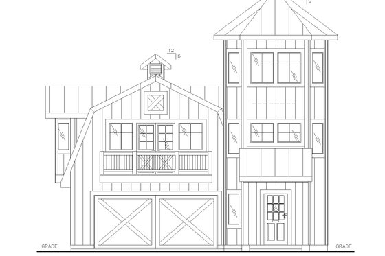 Exterior - Front Elevation 3 for Barndominium House Plan #117-1073 - 1 bed, 2 bath
