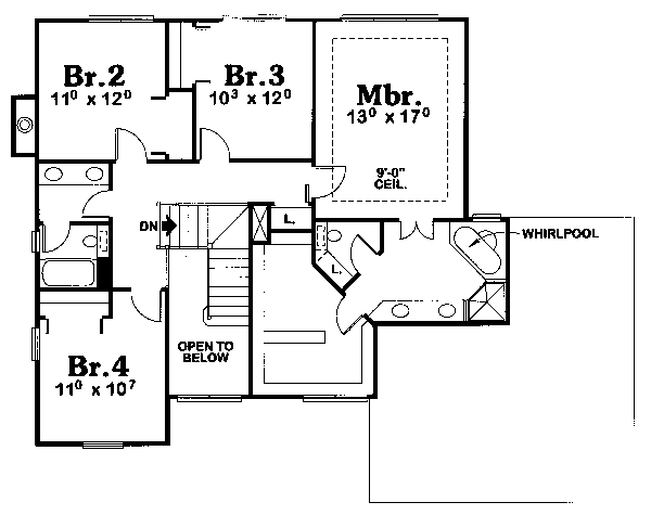 House Design - Colonial Floor Plan - Upper Floor Plan #20-224