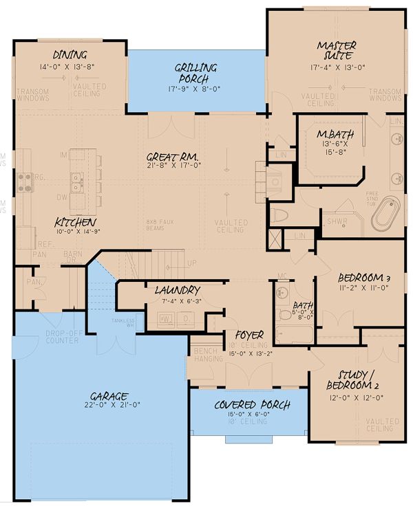 House Plan Design - Farmhouse Floor Plan - Main Floor Plan #923-153