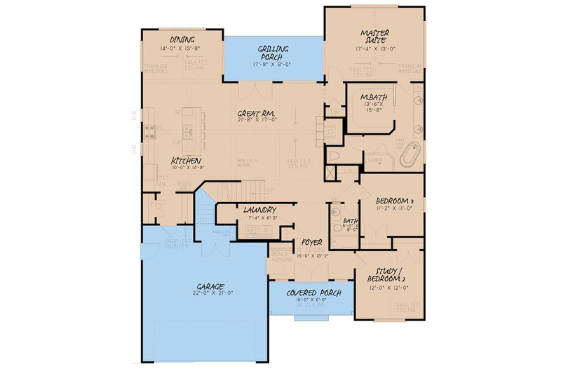 Dream House Plan - Floor Plan - Main Floor for Farmhouse House Plan #923-153 - 3 bed, 2 bath