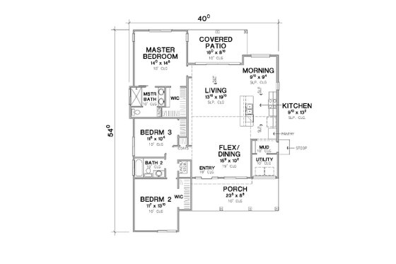 Floor Plan - Main Floor for European House Plan #472-444 - 3 bed, 2 bath