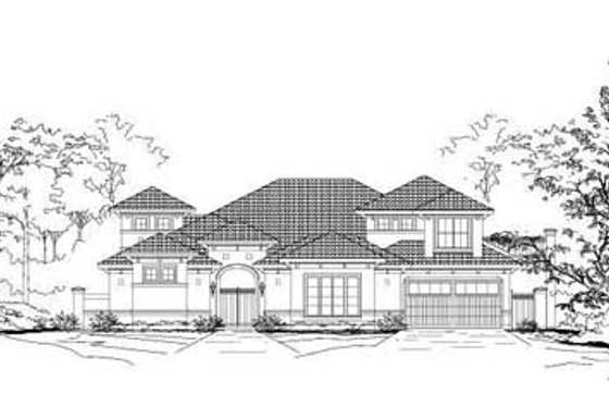 Exterior - Front Elevation for Mediterranean House Plan #411-169 - 4 bed, 5.5 bath