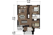 Contemporary Style House Plan - 2 Beds 1 Baths 1075 Sq/Ft Plan #25-4368 
