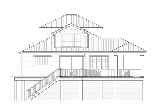 Exterior - Rear Elevation for Cottage House Plan #938-155 - 2 bed, 3 bath