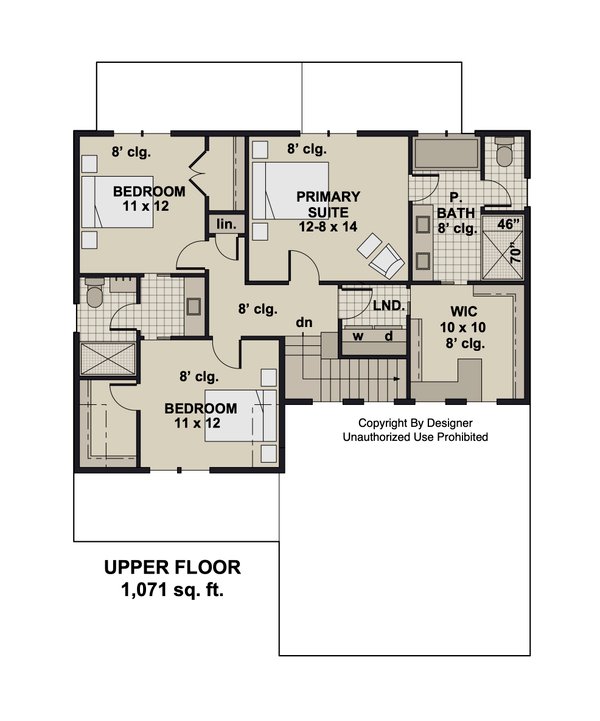 Farmhouse Floor Plan - Upper Floor Plan #51-1374