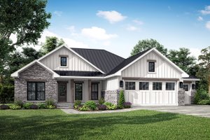 Exterior - Front Elevation 3 for Ranch House Plan #430-297 - 3 bed, 2 bath