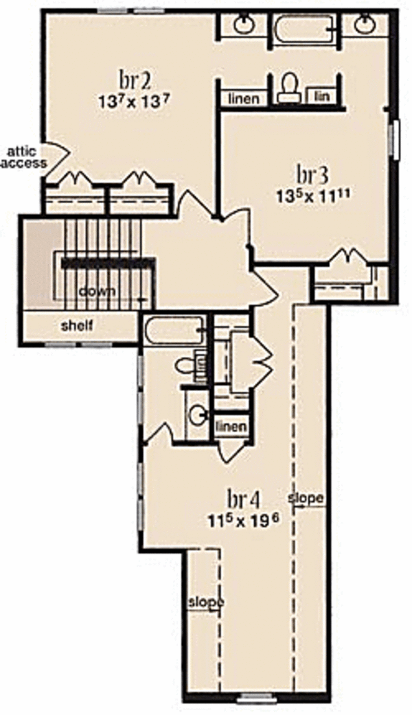 European Floor Plan - Upper Floor Plan #36-494