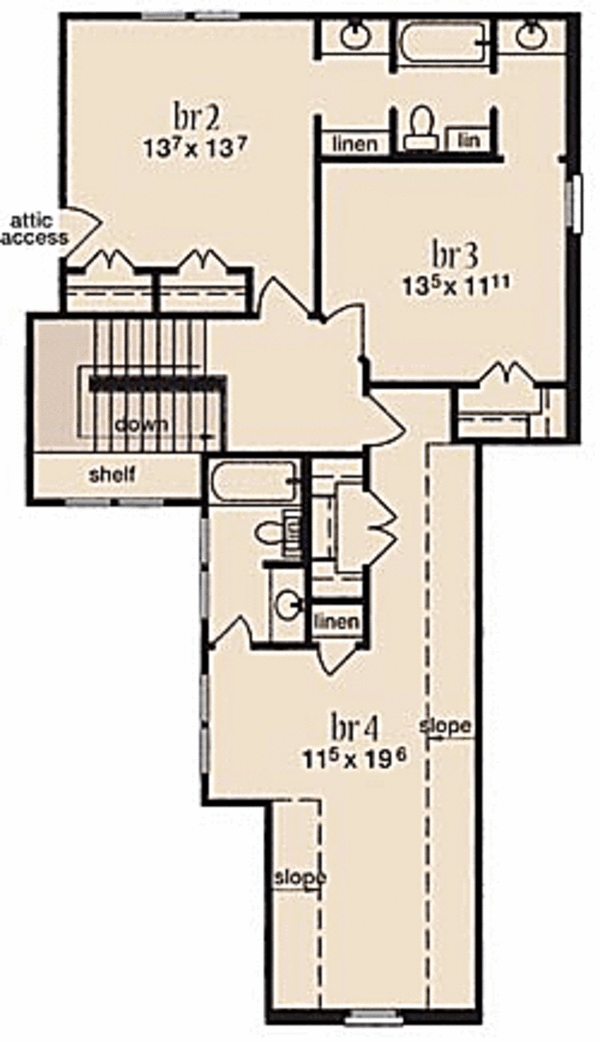 House Plan Design - European Floor Plan - Upper Floor Plan #36-494