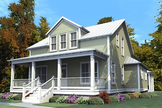 Exterior - Front Elevation 3 for Traditional House Plan #63-374 - 4 bed, 3 bath