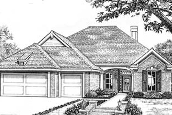 Exterior - Front Elevation for European House Plan #310-590 - 3 bed, 2.5 bath