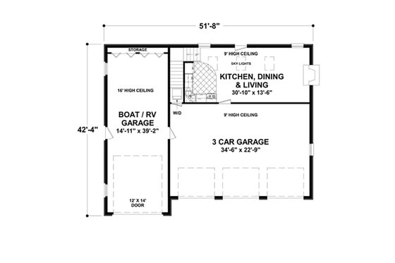 Floor Plan - Main Floor for Craftsman House Plan #56-616 - 2 bed, 1 bath