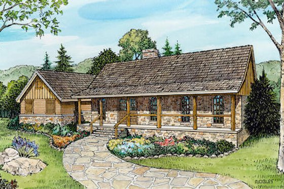 Exterior - Front Elevation for Ranch House Plan #140-125 - 3 bed, 2 bath