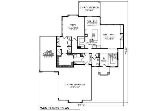 Floor Plan - Main Floor for Contemporary House Plan #70-1496 - 3 bed, 2.5 bath