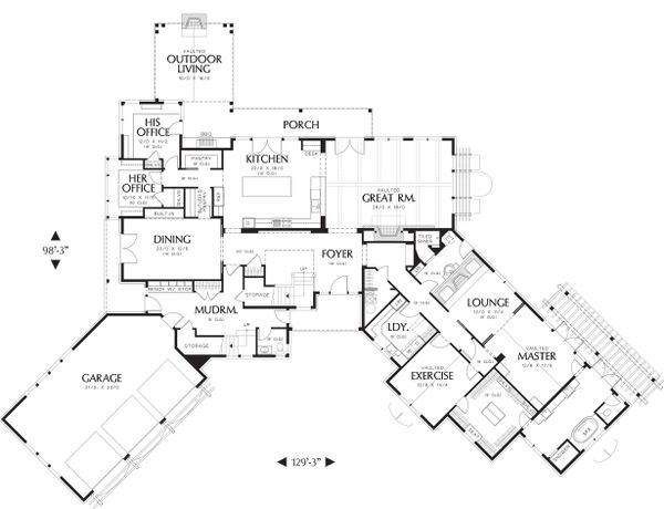 Home Plan - Main Level Floor Plan - 5200 square foot Craftsman Home