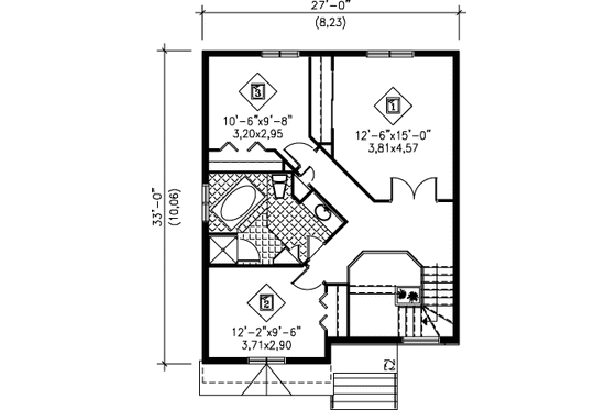 Floor Plan - Upper Floor for Modern House Plan #25-4230 - 3 bed, 1.5 bath