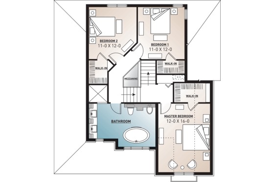 Floor Plan - Upper Floor for Farmhouse House Plan #23-807 - 3 bed, 1.5 bath