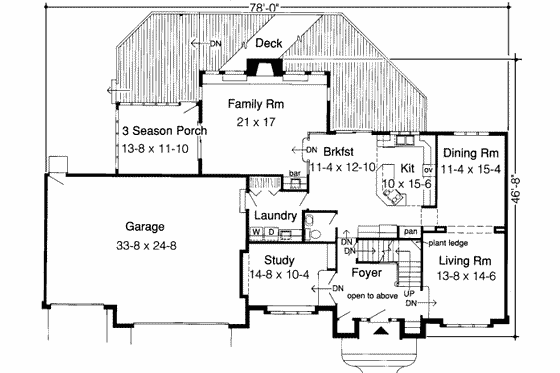 Floor Plan - Main Floor for European House Plan #312-115 - 4 bed, 2.5 bath