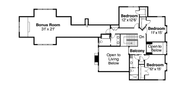 Farmhouse Floor Plan - Upper Floor Plan #124-694