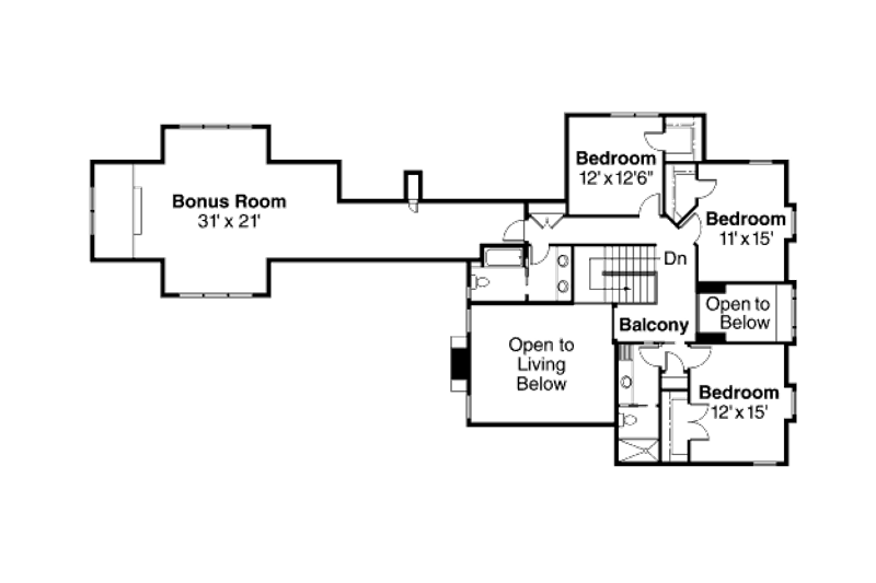 Home Plan - Floor Plan - Upper Floor for Farmhouse House Plan #124-694 - 4 bed, 4.5 bath