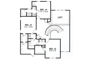Floor Plan - Upper Floor for Traditional House Plan #67-448 - 4 bed, 3.5 bath