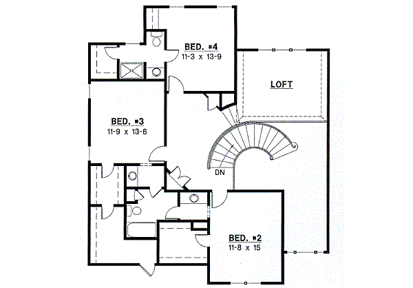 Traditional Floor Plan - Upper Floor Plan #67-448