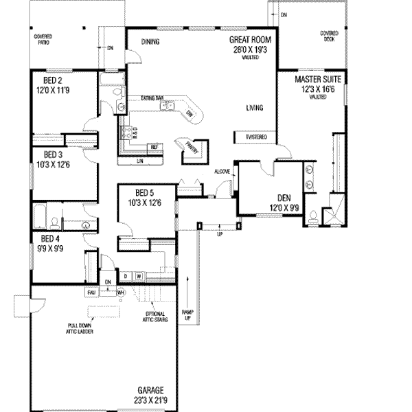 House Design - Ranch Floor Plan - Main Floor Plan #60-579