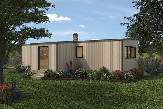 Exterior - Rear Elevation 3 for Contemporary House Plan #72-529 - 2 bed, 2 bath