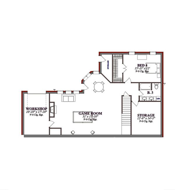 Traditional Floor Plan - Lower Floor Plan #63-194