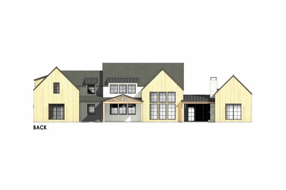 Exterior - Rear Elevation 1 for Farmhouse House Plan #1096-5 - 4 bed, 4.5 bath