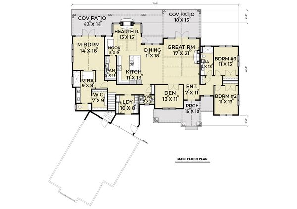 House Plan Design - Craftsman Floor Plan - Main Floor Plan #1070-68