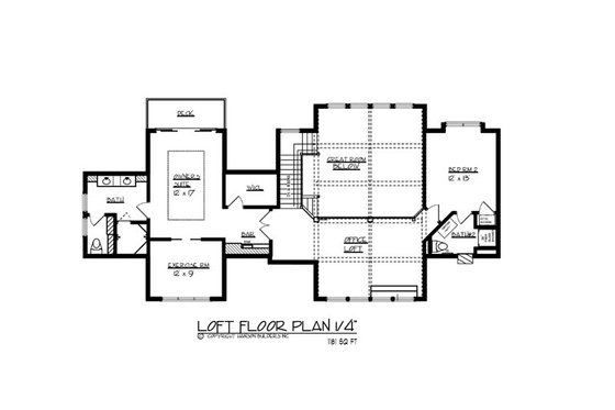 Floor Plan - Upper Floor for Craftsman House Plan #320-503 - 2 bed, 2.5 bath