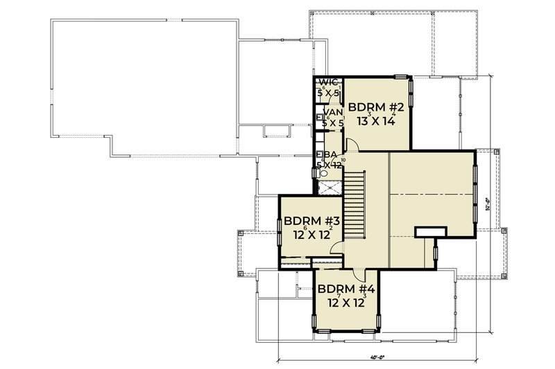 Architectural House Design - Floor Plan - Upper Floor for Farmhouse House Plan #1070-41 - 4 bed, 3.5 bath