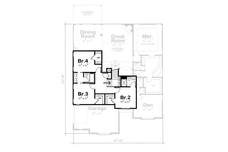 House Blueprint - Floor Plan - Upper Floor for Craftsman House Plan #20-2243 - 4 bed, 3.5 bath