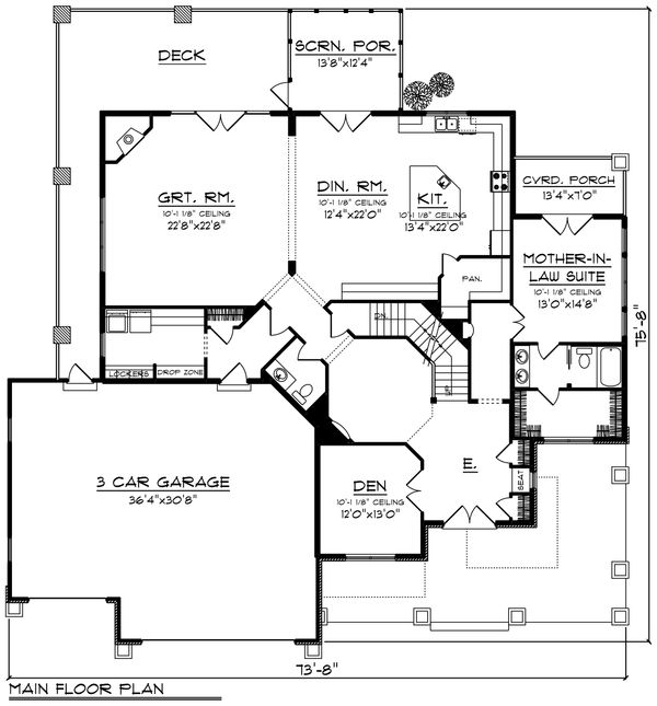 Craftsman Floor Plan - Main Floor Plan #70-1255