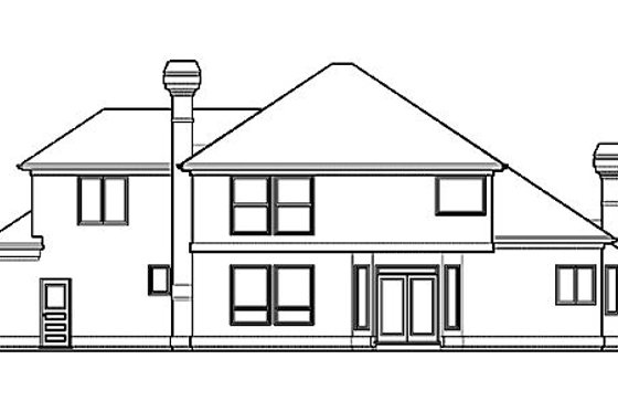 Exterior - Rear Elevation for Prairie House Plan #48-443 - 3 bed, 3 bath