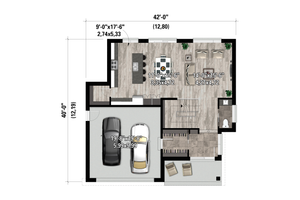 Floor Plan - Main Floor for Contemporary House Plan #25-5027 - 4 bed, 2.5 bath