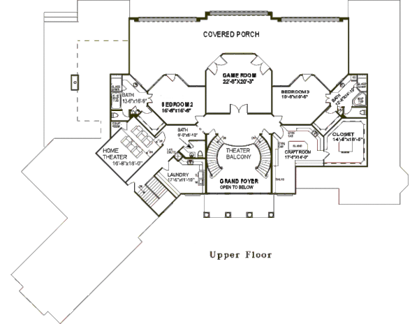 Traditional Floor Plan - Upper Floor Plan #17-2346