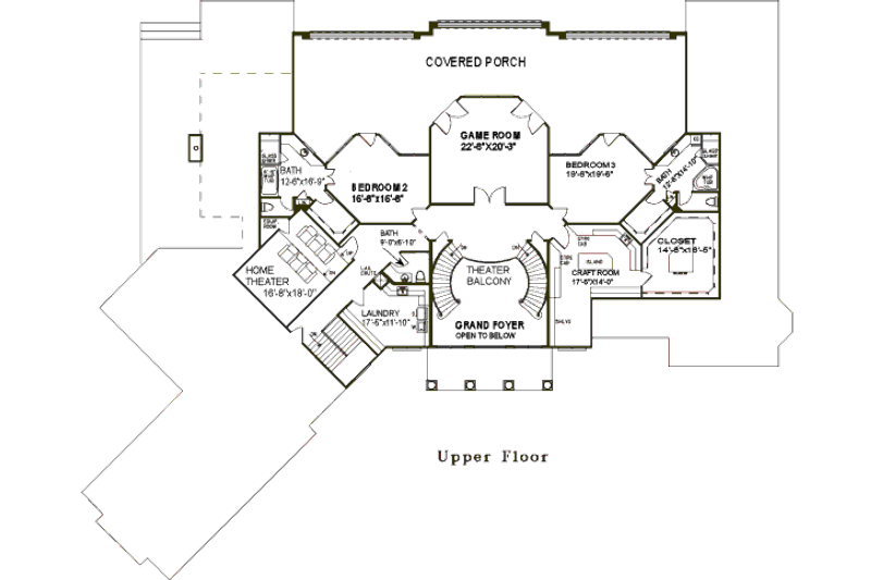 Home Plan - Floor Plan - Upper Floor for Traditional House Plan #17-2346 - 4 bed, 5 bath