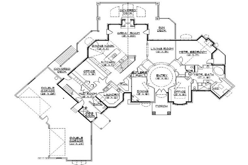 Architectural House Design - Floor Plan - Main Floor for European House Plan #5-449 - 6 bed, 7 bath