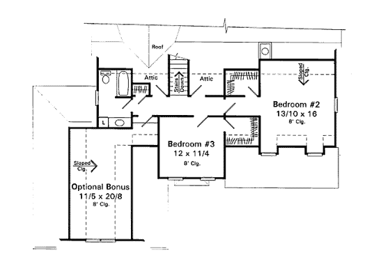 Floor Plan - Upper Floor for Traditional House Plan #41-144 - 3 bed, 2.5 bath