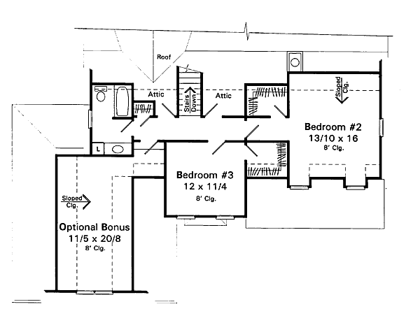 Traditional Floor Plan - Upper Floor Plan #41-144