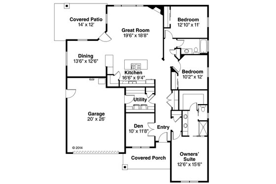 Floor Plan - Main Floor for Country House Plan #124-926 - 3 bed, 2 bath