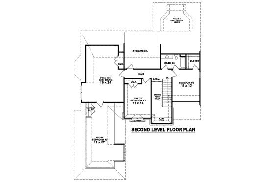 Floor Plan - Upper Floor for Colonial House Plan #81-1566 - 3 bed, 3 bath