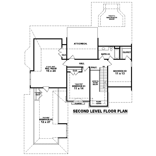 Colonial Floor Plan - Upper Floor Plan #81-1566